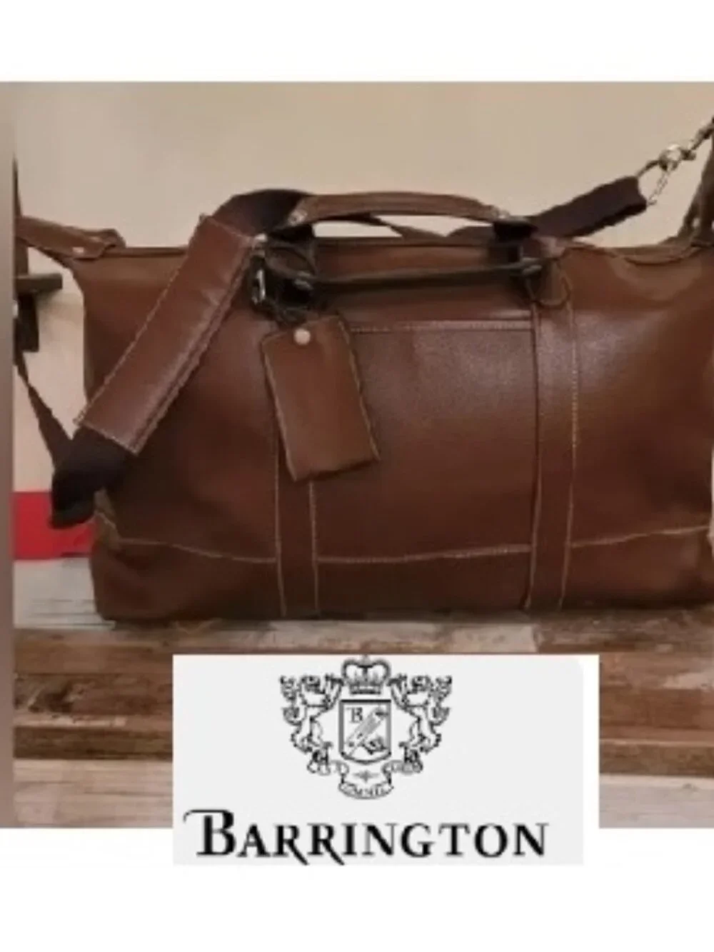 Barrington Premium Florentine Leather Captains Bag Duffle Weekender Carry on